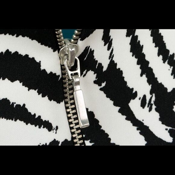 ZARA black White long Sleeve Zebra Print Bodycon cocktail mini Dress Sz M - Picture 4 of 13
